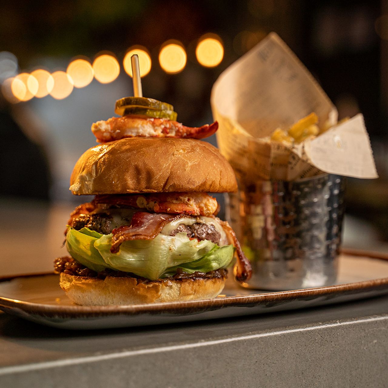 Piggyback Burger with Salt & Pepper Fries - Dream Dinners